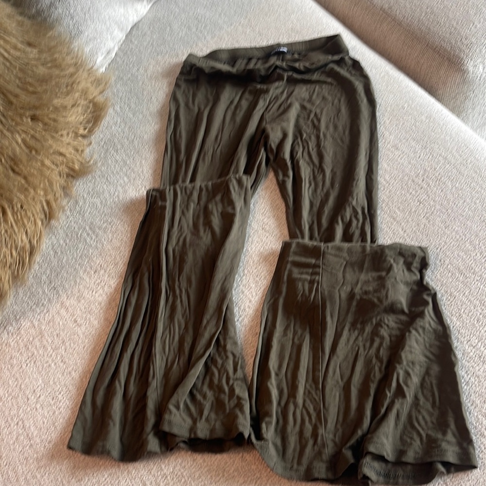Olive green flare pants